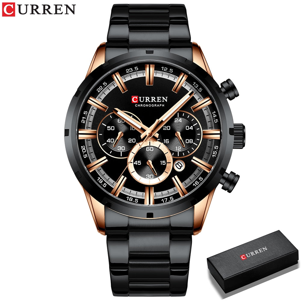 CURREN-reloj analógico de cuarzo para hombre! ⌚️💦 Con su resistencia al agua y cronógrafo, este accesorio de pulsera es perfecto para complementar tu estilo masculino. 👨‍💼🔝👔🕶️