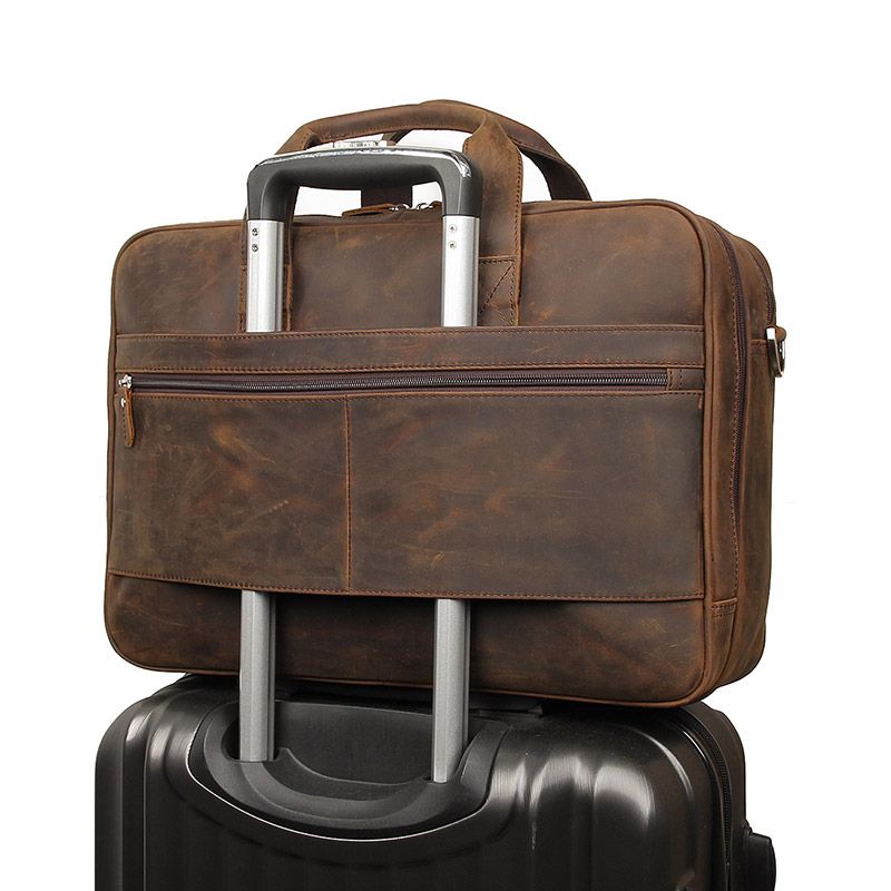 Maletín ejecutivo grande de cuero genuino para hombre, bolsa de mensajero para viaje de negocios, marrón, negro, café,