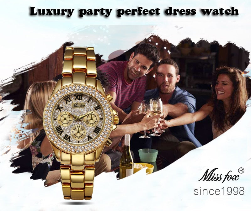 MISSFOX-🕰️💃🌸🎀 Reloj de lujo a prueba de golpes para mujer.