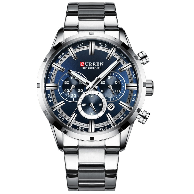 ⌚️ CURREN – Reloj CURREN para hombre, deportivo y elegante 💪💼. Movimiento de cuarzo, correa de acero inoxidable. Resistente al agua 💦 y con cronógrafo ⏱️. ¡Un complemento masculino imprescindible! 👔👨‍💼