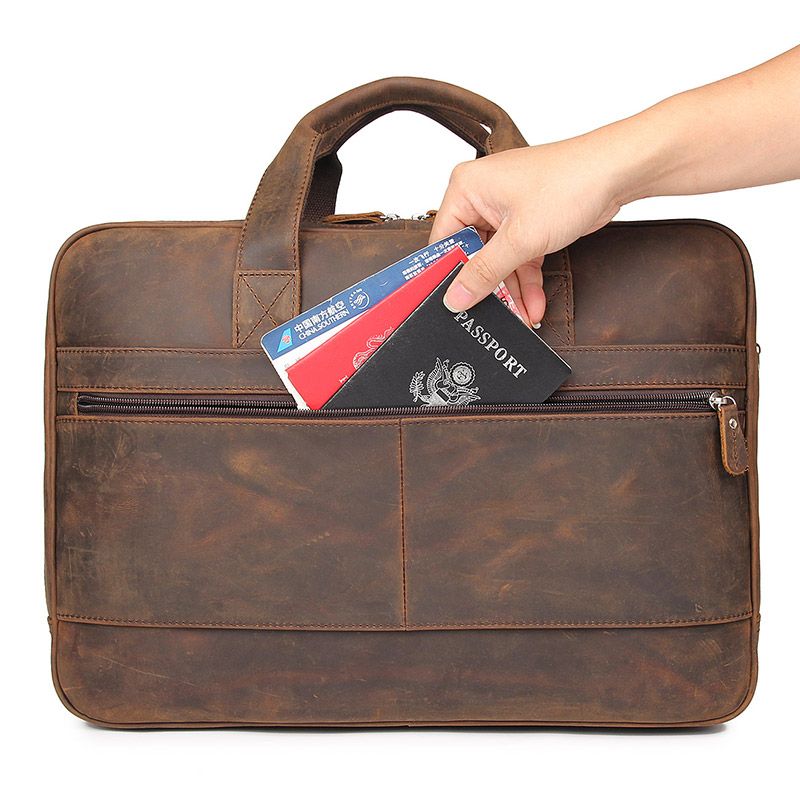 Maletín ejecutivo grande de cuero genuino para hombre, bolsa de mensajero para viaje de negocios, marrón, negro, café,