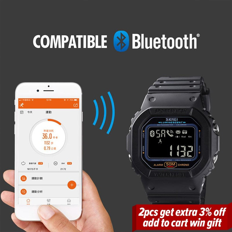 SKMEI Un reloj electrónico con seguimiento de pasos y calorías, compatible con Huawei e iPhone. ¡Un reloj deportivo y funcional! ⌚🏃‍♂️📱