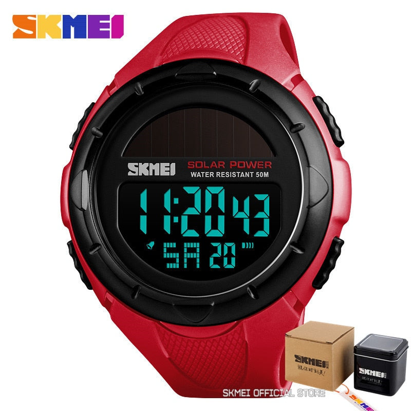 SKMEI Reloj SKMEI para hombres con luz luminosa, deportivo y digital. Funciona con energía solar, respetuoso con el medio ambiente, con alarma. Ideal para hombres, un reloj masculino y versátil. ⌚🌞🚀🔔🏃‍♂️