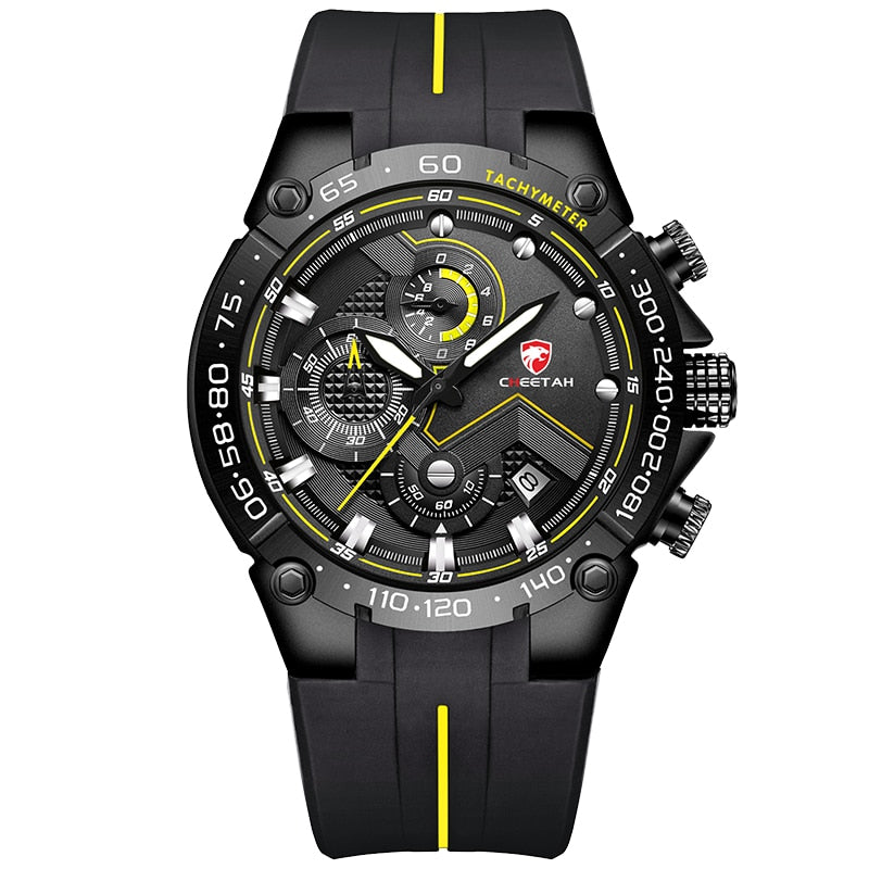 CHEETAH-Lujoso reloj de pulsera con estilo deportivo para hombre hecho con cuarzo resistente al agua, con caja elegante de regalo, ideal para regalo.