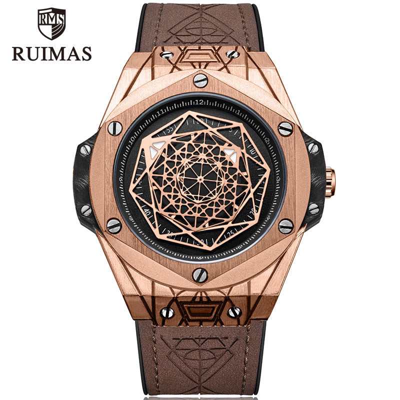 RUIMAS - Reloj deportivo de lujo para hombre, con estilo militar y correa de cuero. ¡El complemento perfecto para tus aventuras y actividades deportivas! 💪🏃‍♂️