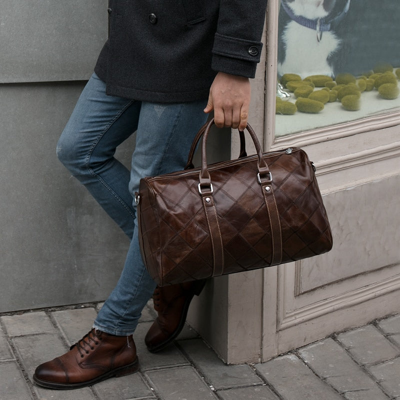 WESTAL - Bolsa de viaje de cuero para hombre, bolso de cuero vintage de fin de semana, equipaje de cuero genuino para hombres, bolso de mano para viajes y estancias nocturnas 🧳👜🏞️