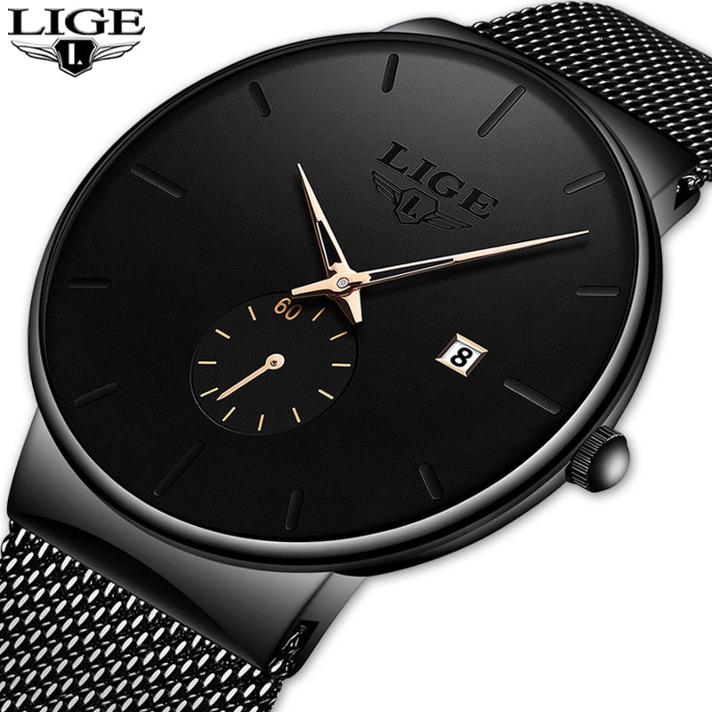 LIGE ⌚👨‍💼 Reloj ejecutivo de lujo para hombres 💼💎  Cronógrafo de cuarzo ultra delgado ⌚🔧💼  Ideal para regalo 🎁👔  Relojes de cuarzo 💎⌚