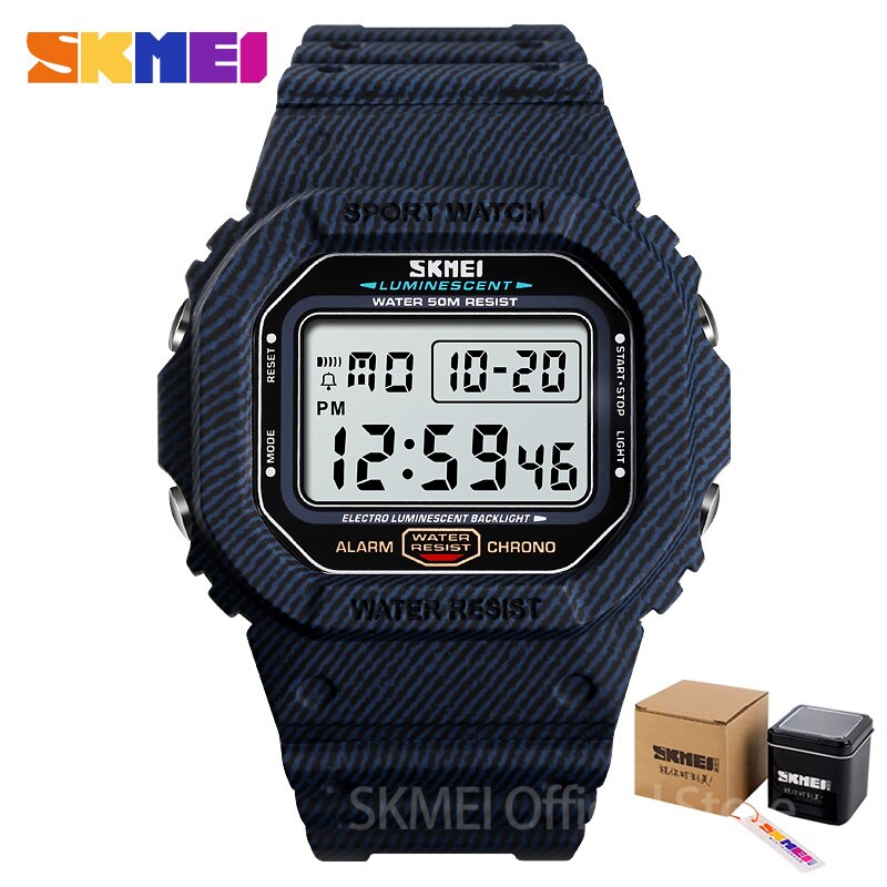 SKMEI Reloj digital resistente al agua 5Bar con alarma, diseño estilo cowboy militar. ¡Un reloj de moda para hombres! ⌚🏕️🤠