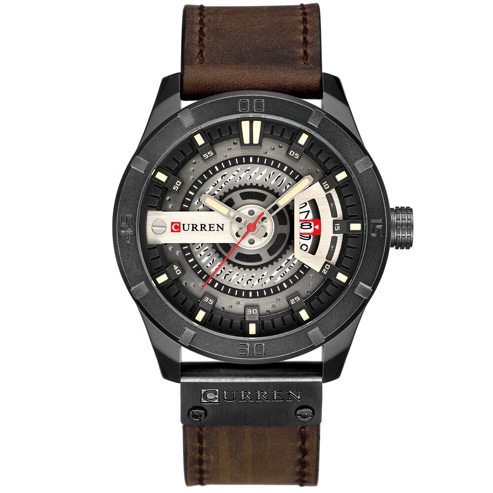 CURREN hombres relojes deportivos militares cuero. CAJA DE REGALO.