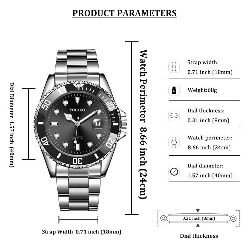 Reloj de negocios para hombre cronógrafo de lujo resistente al agua con fecha esfera verde