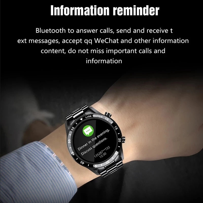 LIGE-reloj inteligente con pantalla táctil para hombre, accesorio de pulsera de acero resistente al agua con seguimiento de actividad deportiva, Bluetooth, llamadas, caja, 2023