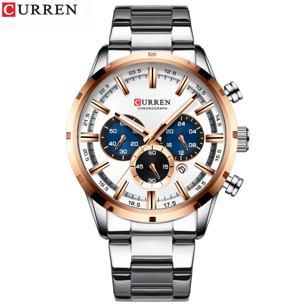 CURREN-reloj analógico de cuarzo para hombre! ⌚️💦 Con su resistencia al agua y cronógrafo, este accesorio de pulsera es perfecto para complementar tu estilo masculino. 👨‍💼🔝👔🕶️