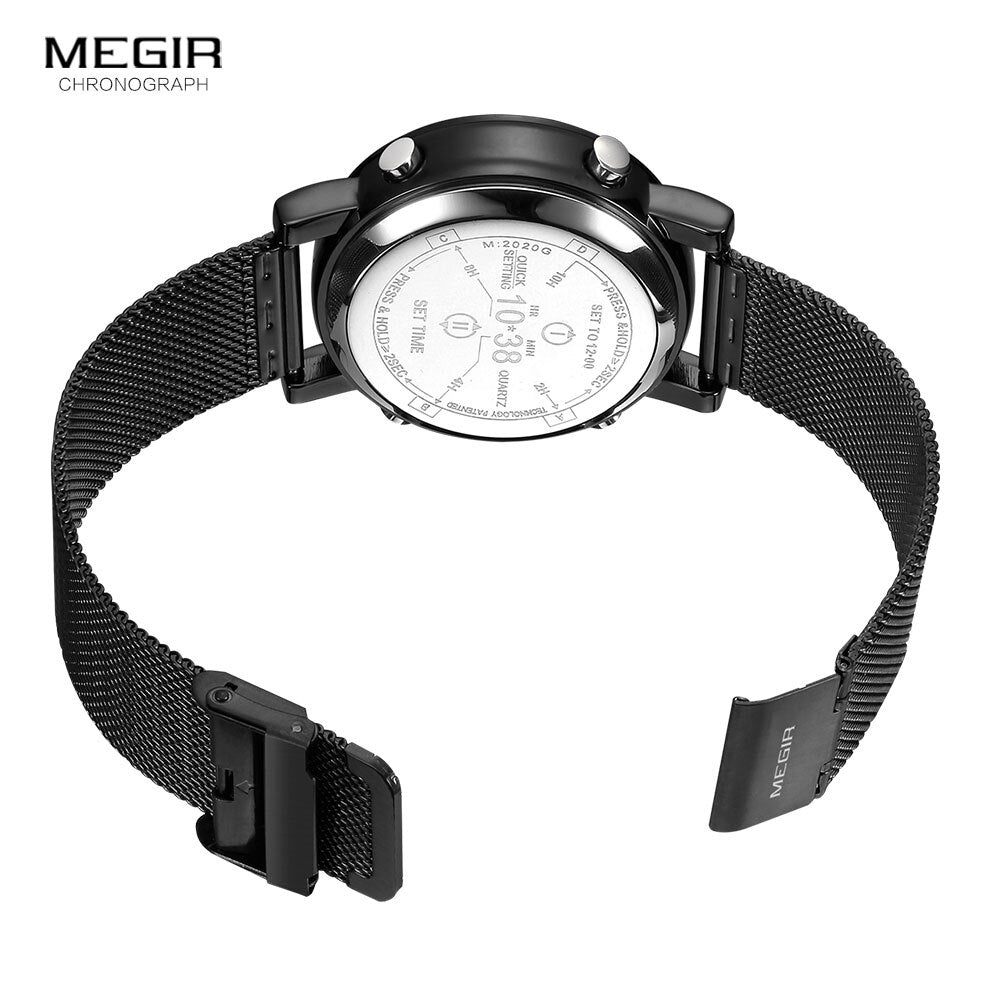 MEGIR reloj analgico de acero inoxidable para hombre