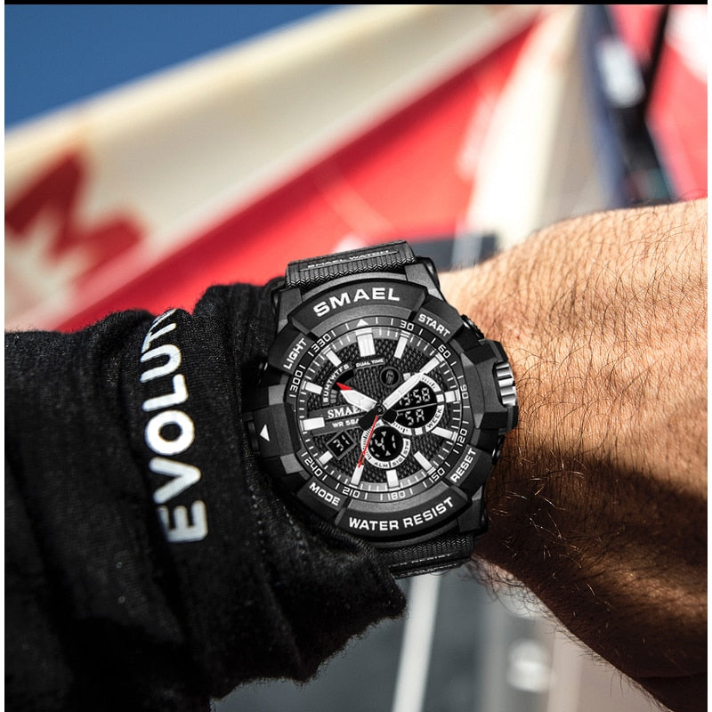 Reloj deportivo militar para hombre cronmetro de camuflaje despertador LED resistente al agua hasta 50m