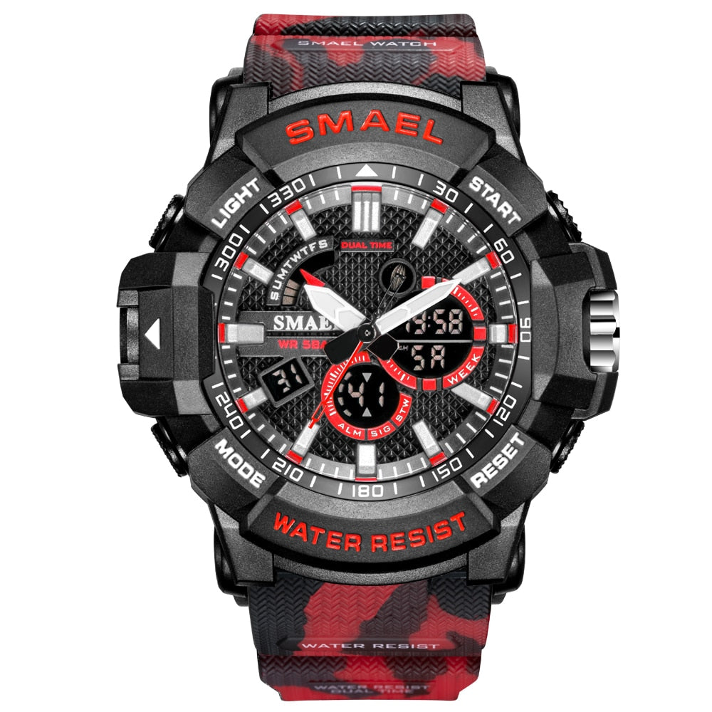 Reloj deportivo militar para hombre cronmetro de camuflaje despertador LED resistente al agua hasta 50m