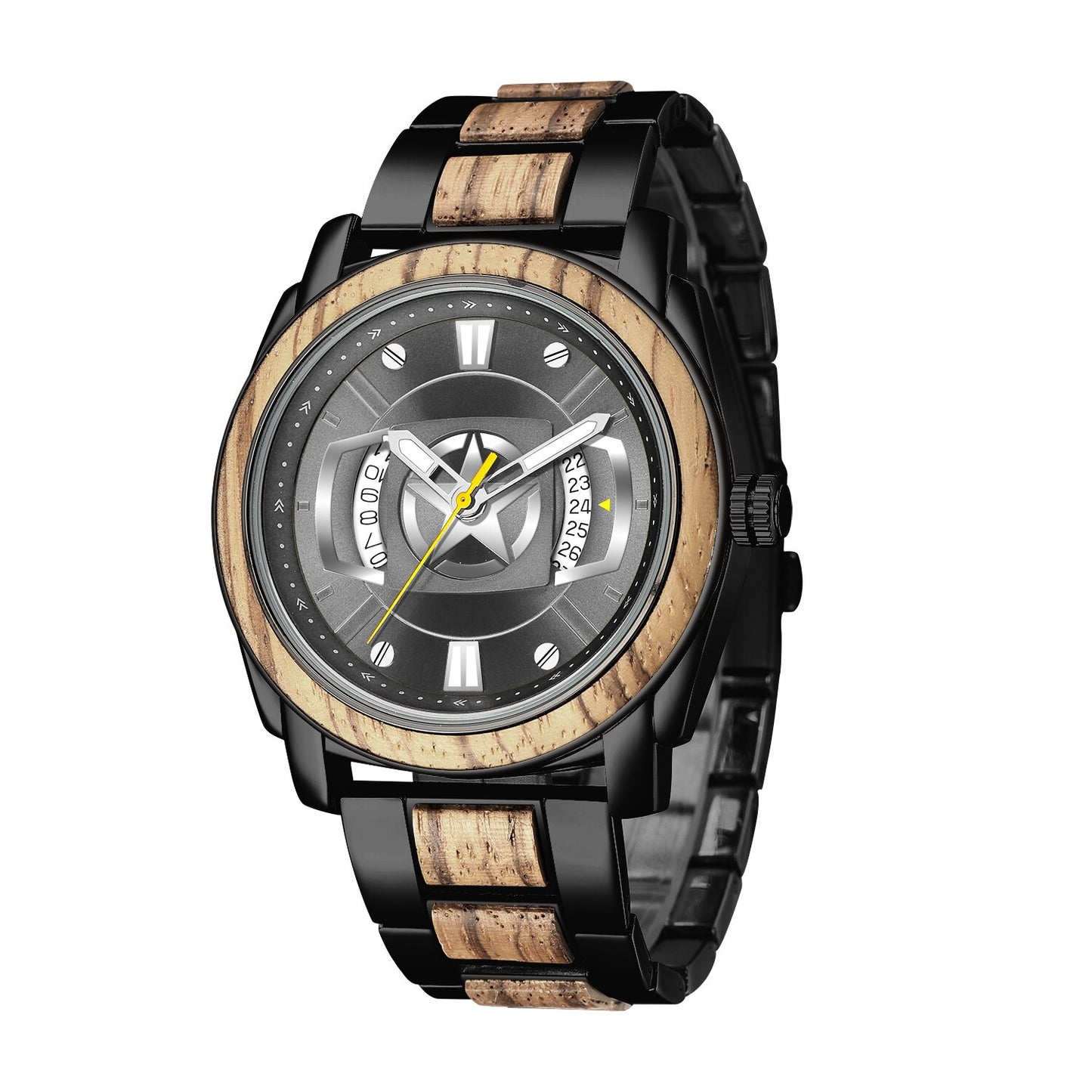 Reloj de pulsera de madera de sándalo para hombre, cronógrafo de cuarzo con calendario y fecha, correa de madera Real completa, multifunción