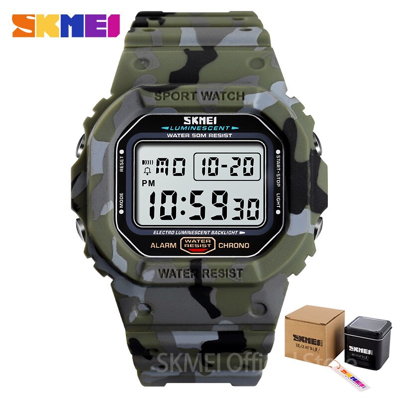 SKMEI Reloj digital resistente al agua 5Bar con alarma, diseño estilo cowboy militar. ¡Un reloj de moda para hombres! ⌚🏕️🤠