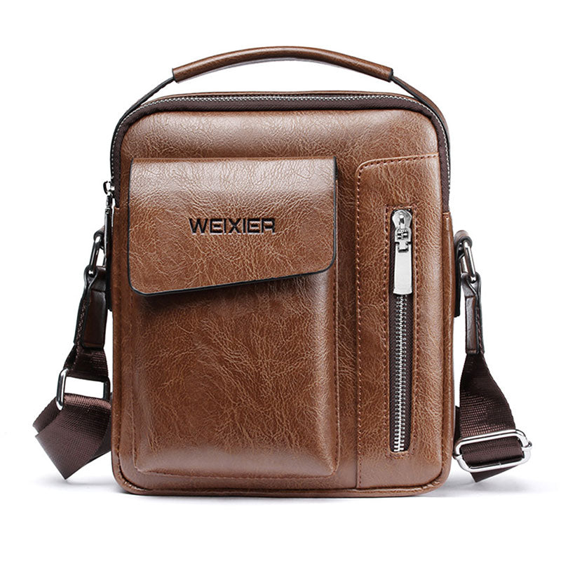 WEIXIER - Bolso de hombro multifunción para hombre, bandolera de cuero PU con amplia capacidad, bolso de mano versátil 🎒👜💼