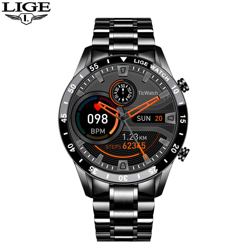 LIGE-reloj inteligente con pantalla táctil para hombre, accesorio de pulsera de acero resistente al agua con seguimiento de actividad deportiva, Bluetooth, llamadas, caja, 2023