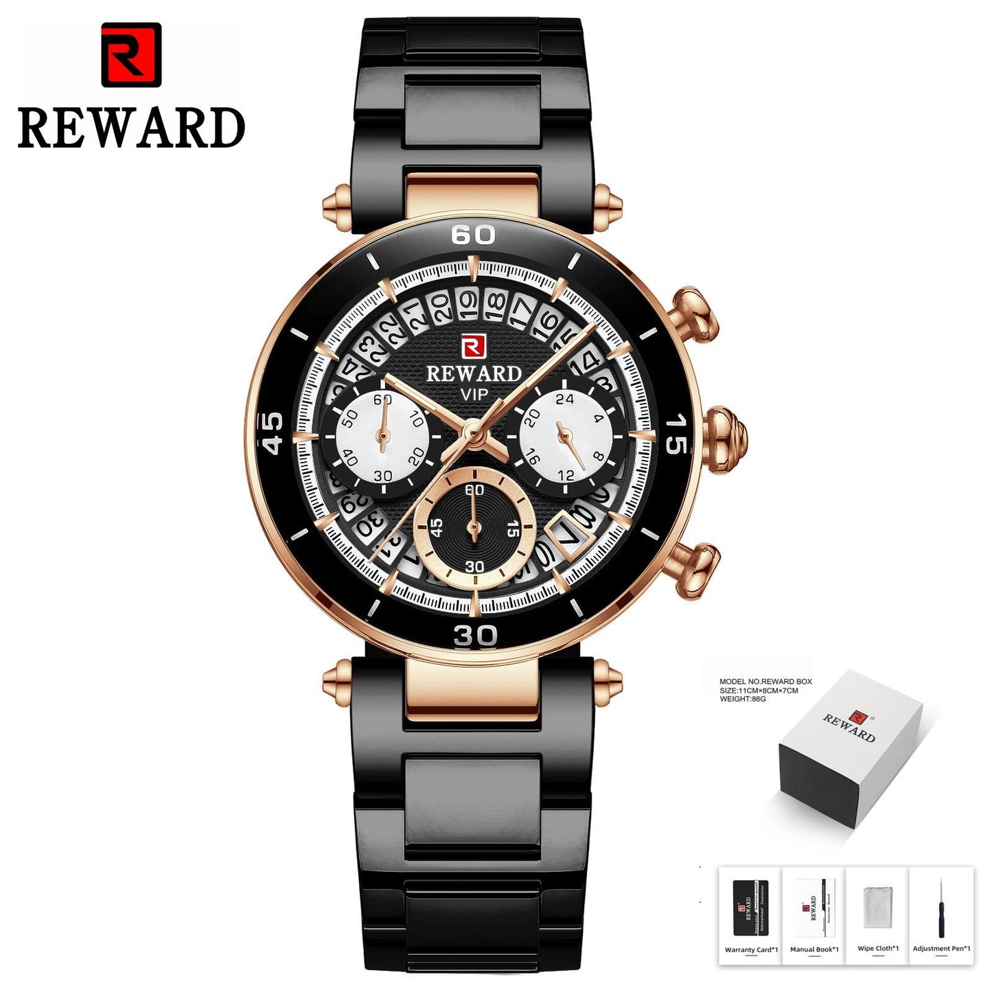 REWARD Reloj de pulsera de recompensa para mujer, cronógrafo con fecha de viaje a la moda, resistente al agua, informal, de cuarzo