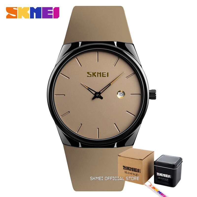 SKMEI para Hombres y Mujeres Reloj de moda con correa de PU resistente al agua y esfera pequeña en color verde militar. ¡Un reloj elegante y funcional para ambos!  VIENE CON CAJA⌚💧🌿