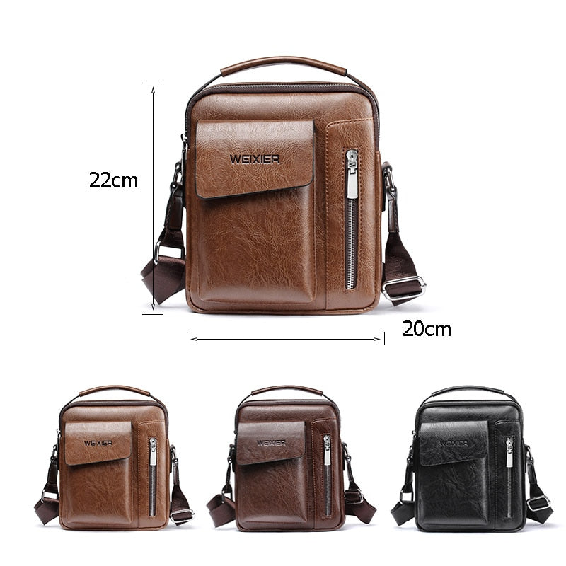 WEIXIER - Bolso de hombro multifunción para hombre, bandolera de cuero PU con amplia capacidad, bolso de mano versátil 🎒👜💼