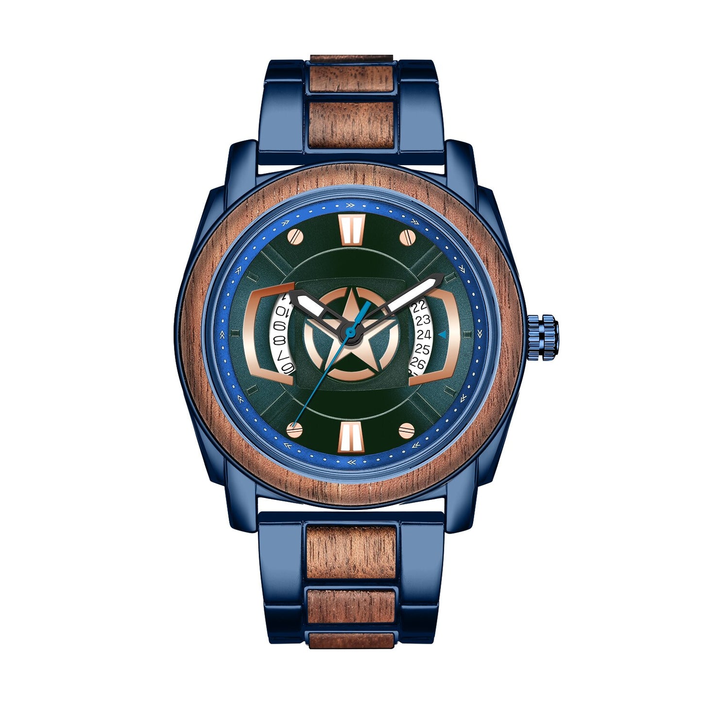 Reloj de pulsera de madera de sándalo para hombre, cronógrafo de cuarzo con calendario y fecha, correa de madera Real completa, multifunción