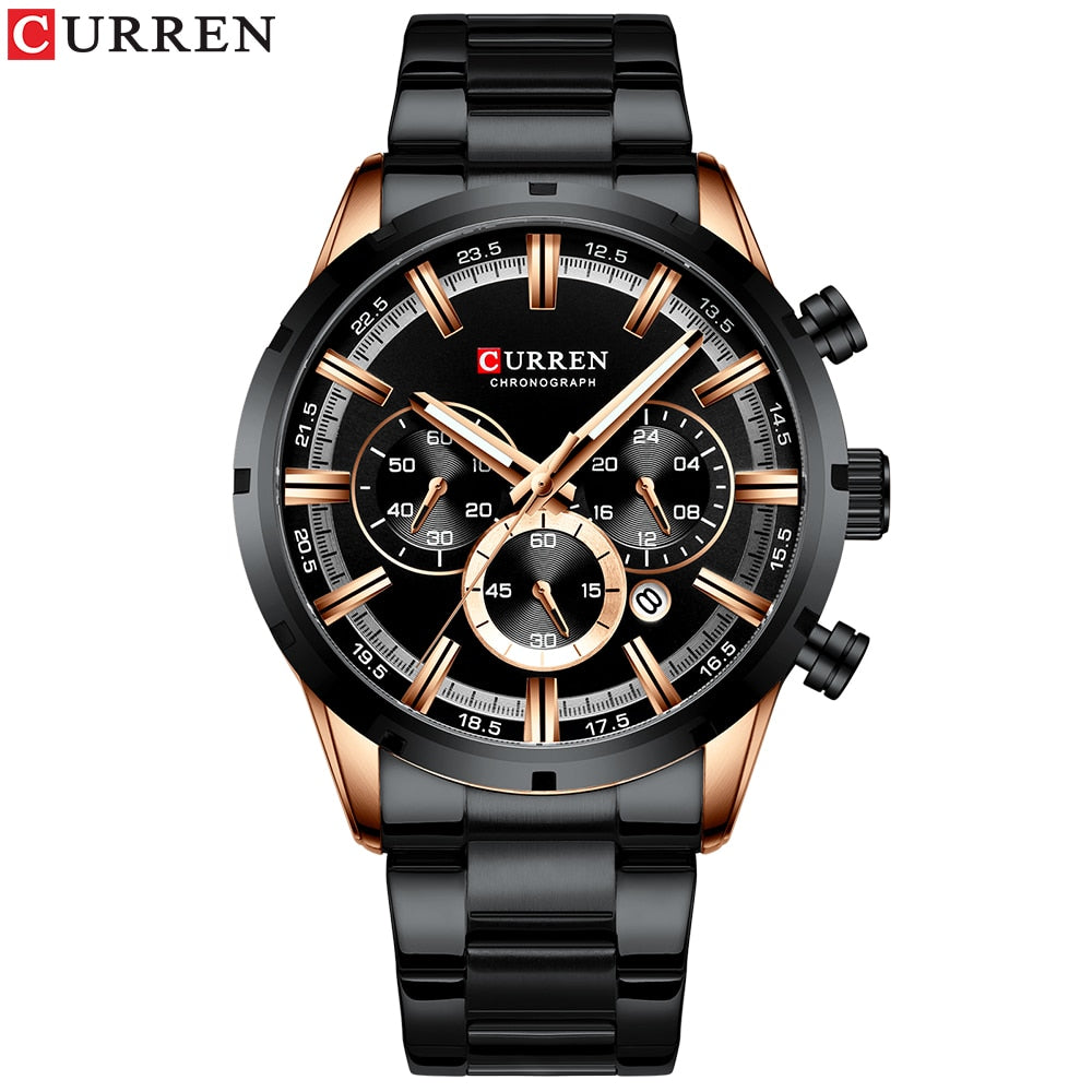 CURREN-reloj analógico de cuarzo para hombre! ⌚️💦 Con su resistencia al agua y cronógrafo, este accesorio de pulsera es perfecto para complementar tu estilo masculino. 👨‍💼🔝👔🕶️