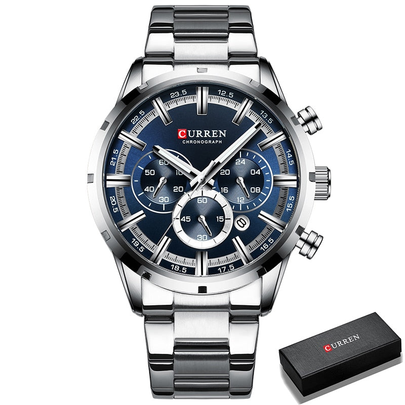 ⌚️ CURREN – Reloj CURREN para hombre, deportivo y elegante 💪💼. Movimiento de cuarzo, correa de acero inoxidable. Resistente al agua 💦 y con cronógrafo ⏱️. ¡Un complemento masculino imprescindible! 👔👨‍💼