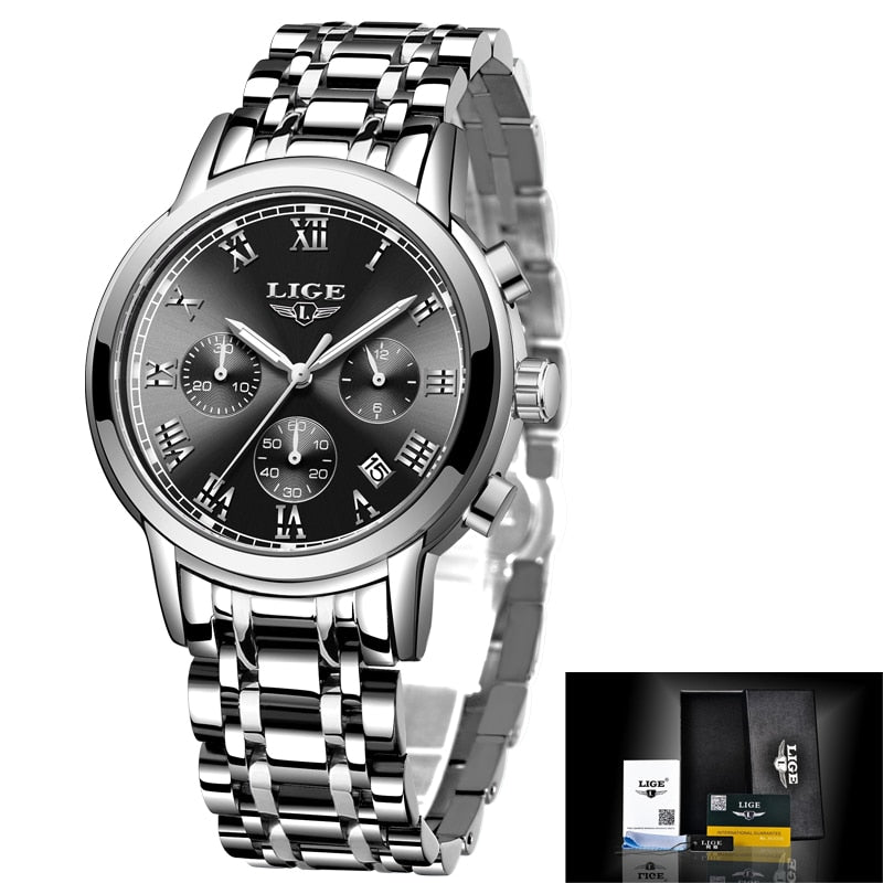 LIGE - ⌚️ Relojes de cuarzo de marca para mujer, accesorio de oro rosa, reloj de cuarzo de moda, a prueba de agua, estilo femenino. 💁‍♀️💕