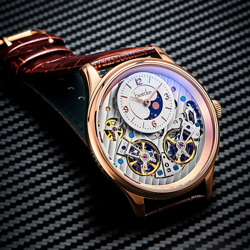 Bestdon-reloj con doble mecanismo Tourbillon para hombre, accesorio masculino de pulsera resistente al agua con mecanismo automático, complemento mecánico suizo de marca de lujo, 7164