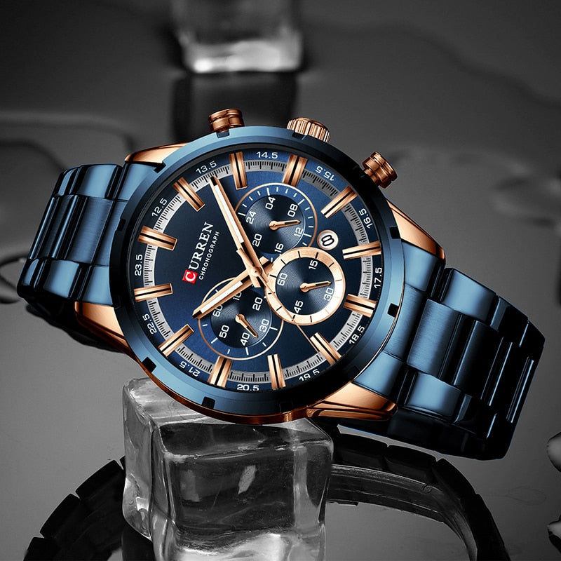 ⌚️ CURREN – Reloj CURREN para hombre, deportivo y elegante 💪💼. Movimiento de cuarzo, correa de acero inoxidable. Resistente al agua 💦 y con cronógrafo ⏱️. ¡Un complemento masculino imprescindible! 👔👨‍💼