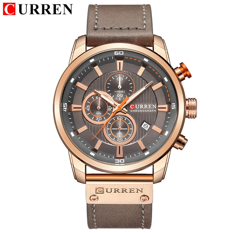 CURREN COLECCION "Reloj de Pulsera para Hombres, Marca de Lujo Top, Cronógrafo, Reloj Deportivo Militar, CURREN. Movimiento de Cuarzo. Estilo Deportivo. Resistente al Agua." con caja opcional.