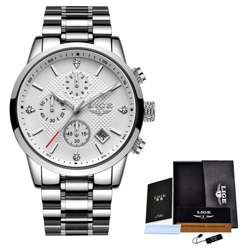 LIGE 🆕⌚️ Reloj para hombres 2022, de lujo y deportivo. Cuenta con cronógrafo, resistente al agua y correa de acero inoxidable. ¡Perfecto para el hombre moderno! 💼🏅