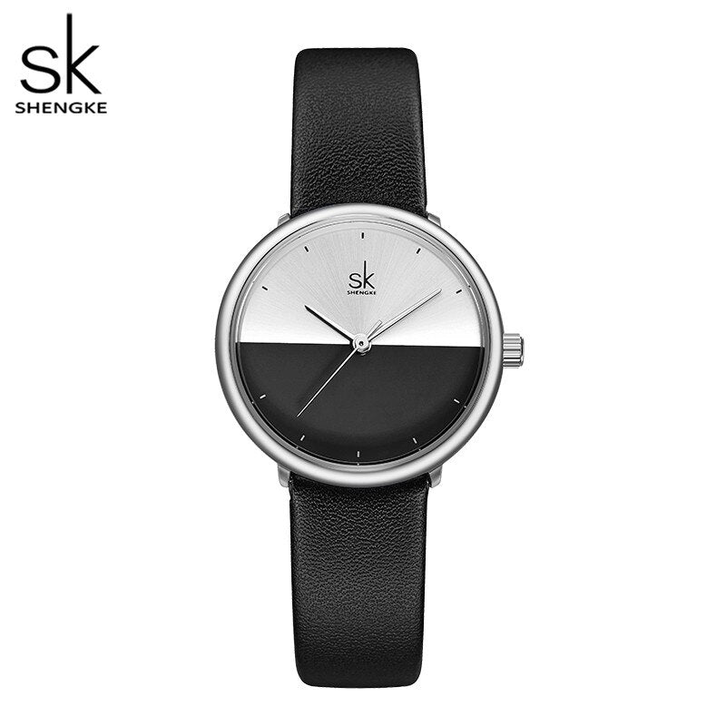 ShengKe Moda Relojes para Parejas, para Hombres y Mujeres, Casual con Correa de Cuero, Reloj de Cuarzo para Mujeres, Reloj de Vestir para Parejas, Relogios Femininos.