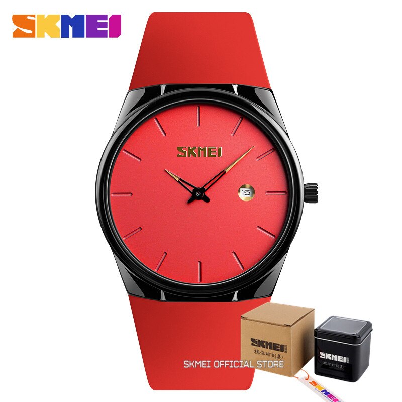 SKMEI para Hombres y Mujeres Reloj de moda con correa de PU resistente al agua y esfera pequeña en color verde militar. ¡Un reloj elegante y funcional para ambos!  VIENE CON CAJA⌚💧🌿