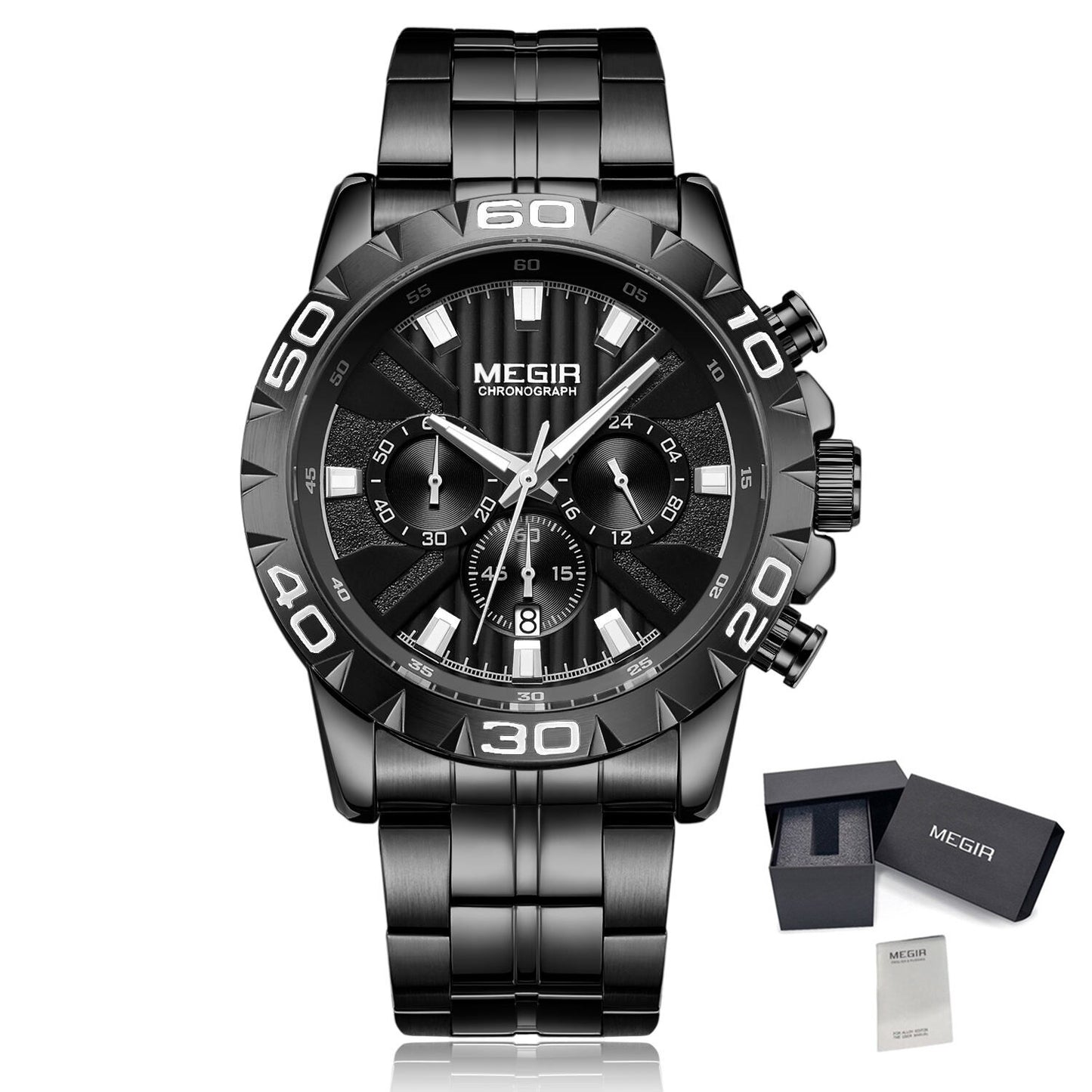 MEGIR-Reloj de pulsera de cuarzo para hombre, cronógrafo de negocios, informal, de lujo, con fecha, resistente al agua,