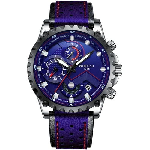 NIBOSI: reloj deportivo de esfera grande, cronógrafo militar de cuarzo con moda innovadora.