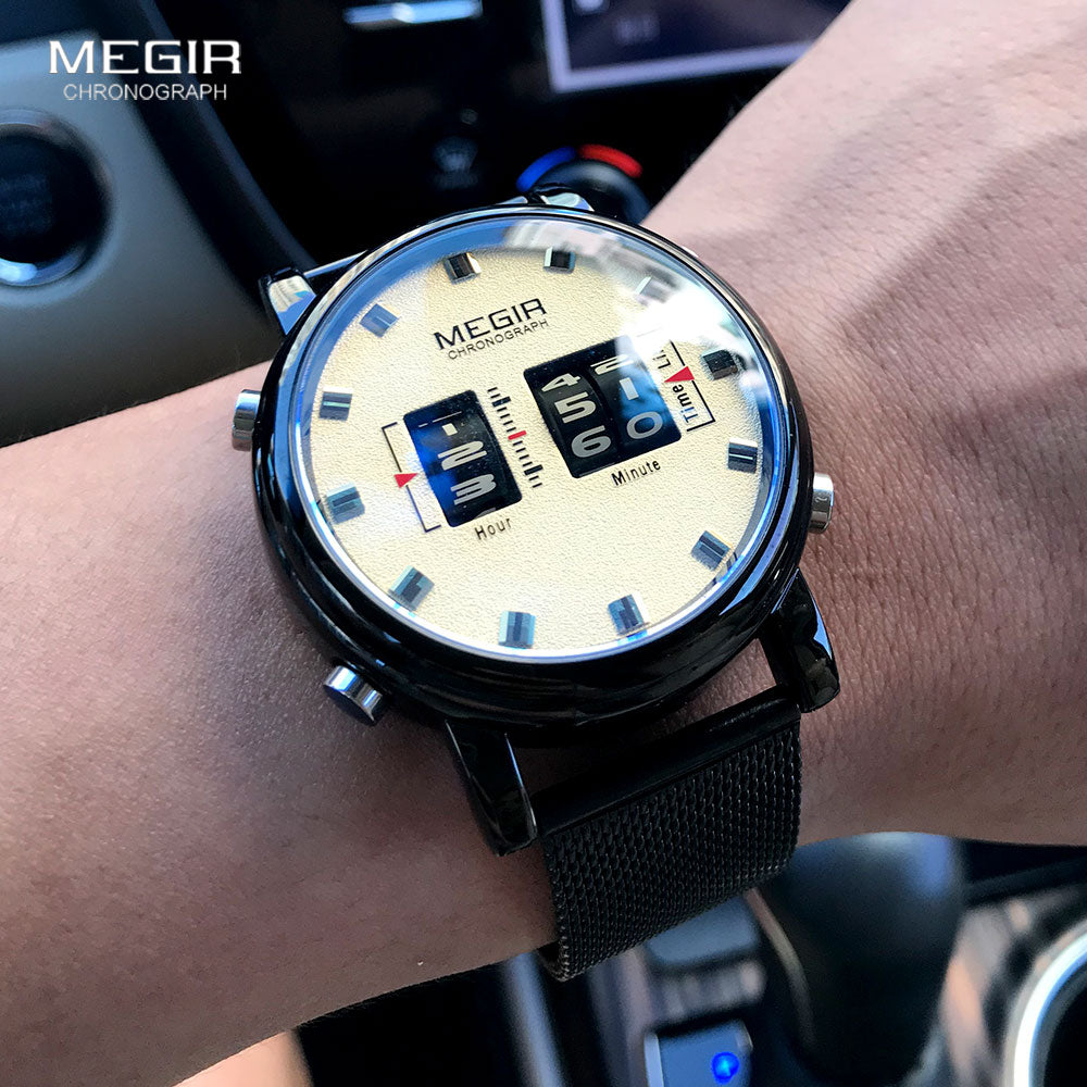 MEGIR reloj analgico de acero inoxidable para hombre