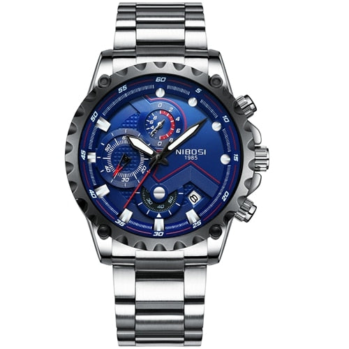 NIBOSI: reloj deportivo de esfera grande, cronógrafo militar de cuarzo con moda innovadora.