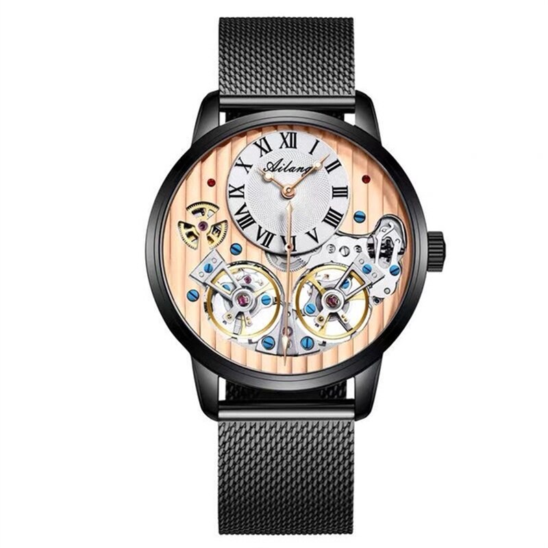 AILANG de calidad AAA con Doble Tourbillon! 💎 Este impresionante reloj suizo de alta gama te ofrece una experiencia única en precisión y estilo. Este reloj es la combinación perfecta de artesanía y lujo. ¡Lleva tu estilo al siguiente nivel con AILANG! 💼🎩