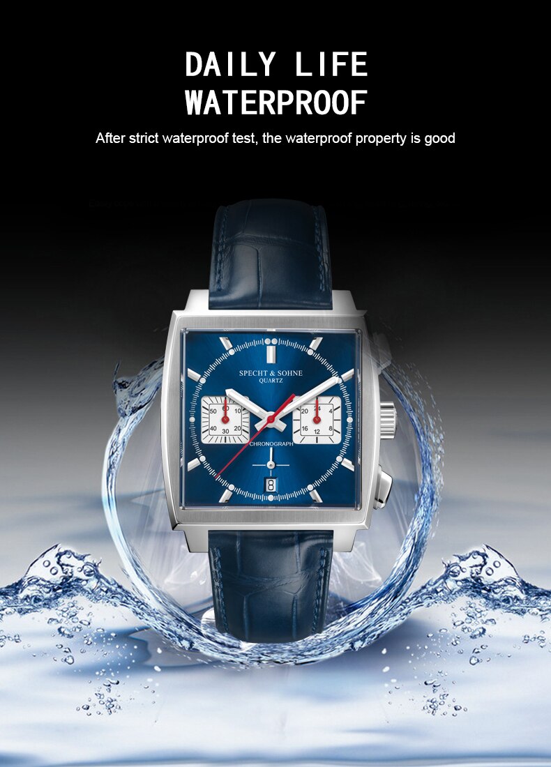2023 Specht & Sohne Reloj de Lujo para Hombre, Cuarzo Azul, Cronógrafo VK63 Japonés, Resistente al Agua, Pulsera de Acero Inoxidable. ¡Elegancia y Precisión en tu muñeca! ⌚💎🌊