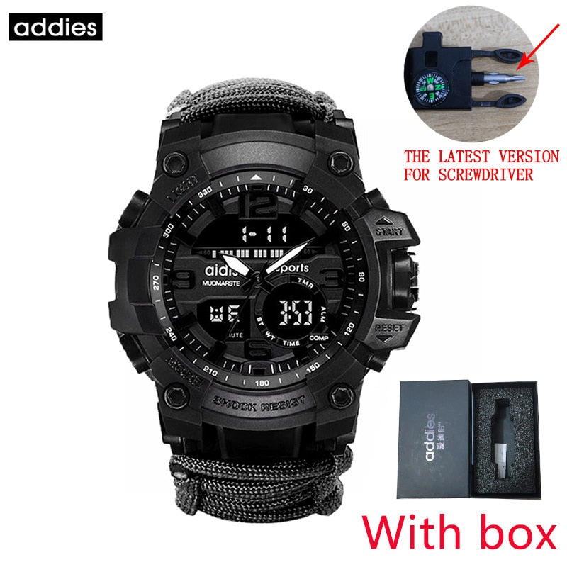 Addies-reloj militar de cuarzo para hombre, cronógrafo Digital con brújula, multifuncional, resistente al agua, LED, para exteriores
