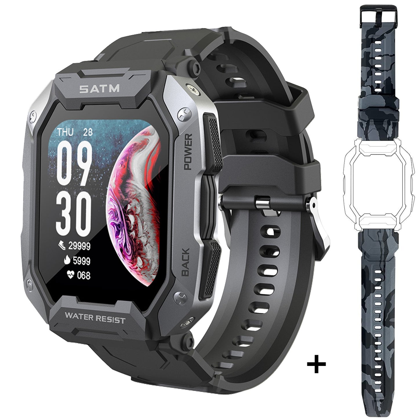 SKMEI 380mAh Smartwatch para natación, resistente al agua IP68, con monitor de ritmo cardíaco y podómetro. Reloj inteligente deportivo de 1.71 pulgadas para hombres, compatible con Android e iOS. 🏊‍♂️⌚️💓🚴‍♂️