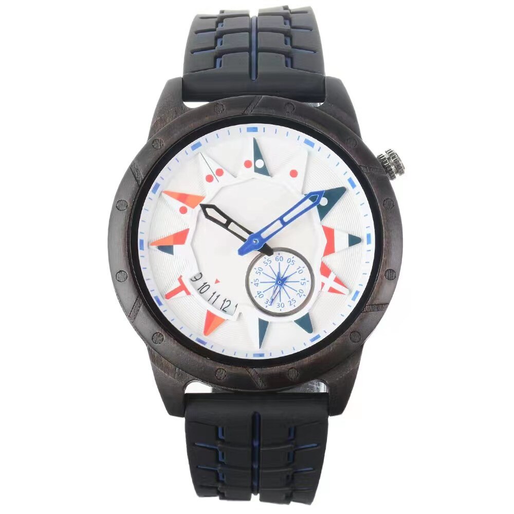 Wood Watch¡Presentamos el "Wood Watch Concept Dial"! Un reloj de madera para hombres con un concepto único de esfera inspirada en la bandera nacional y el aro de una rueda.  ¡Un reloj de madera que combina estilo y funcionalidad! ⌚🚴‍♂️