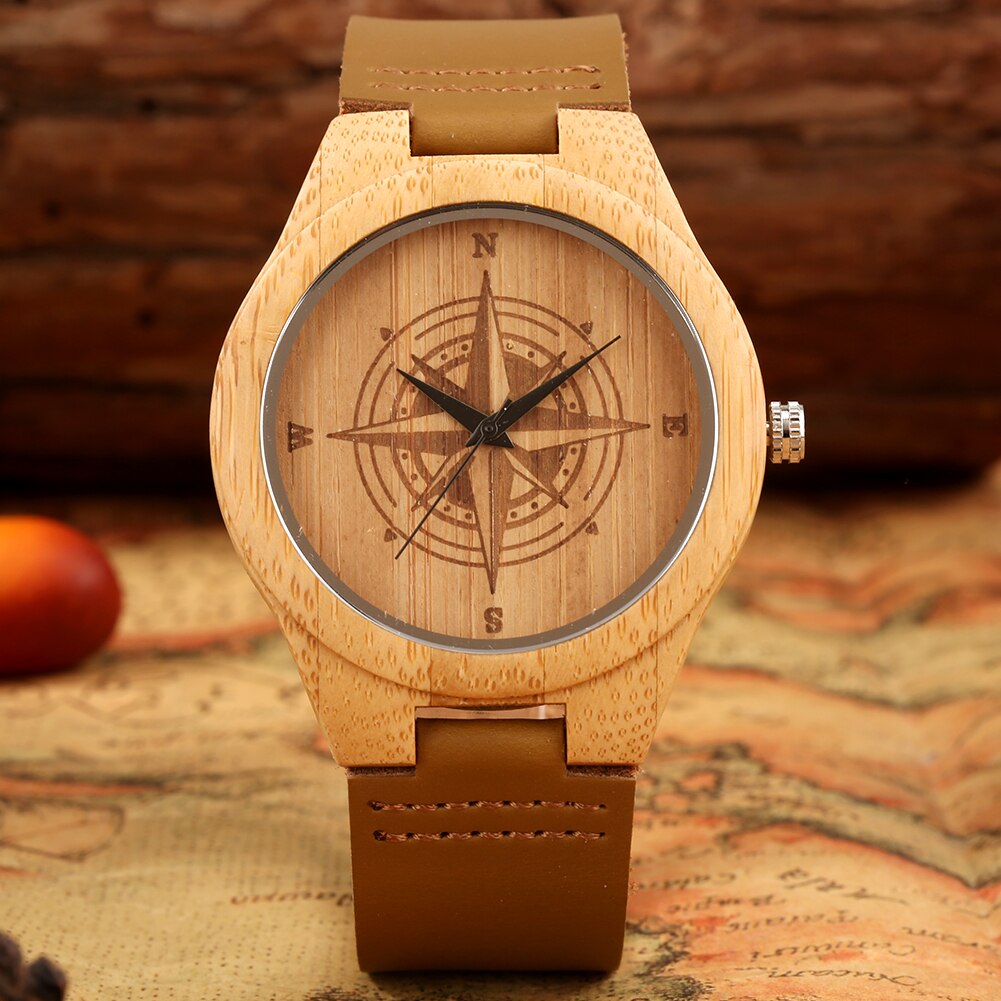 Wooden Watches ¡Presentamos el "Dragón de Madera"! Un reloj de madera para hombres con estilo, con una correa de cuero marrón. Este lujoso reloj de cuarzo presenta un elegante patrón de dragón. ¡Un regalo único para hombres con gusto por la moda! ⌚🐉
