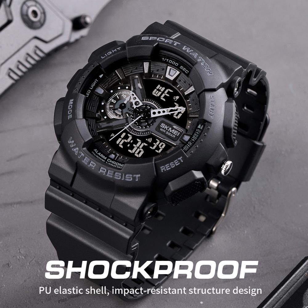 SKMEI ¡El "Reloj Digital Juvenil SKMEI" para hombres! Resistente a golpes y agua, con dos pantallas, cronómetro, alarma y estilo elegante. ¡Un reloj genial y a la moda para los hombres activos! ⌚💦🔥