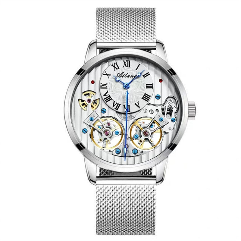 AILANG de calidad AAA con Doble Tourbillon! 💎 Este impresionante reloj suizo de alta gama te ofrece una experiencia única en precisión y estilo. Este reloj es la combinación perfecta de artesanía y lujo. ¡Lleva tu estilo al siguiente nivel con AILANG! 💼🎩