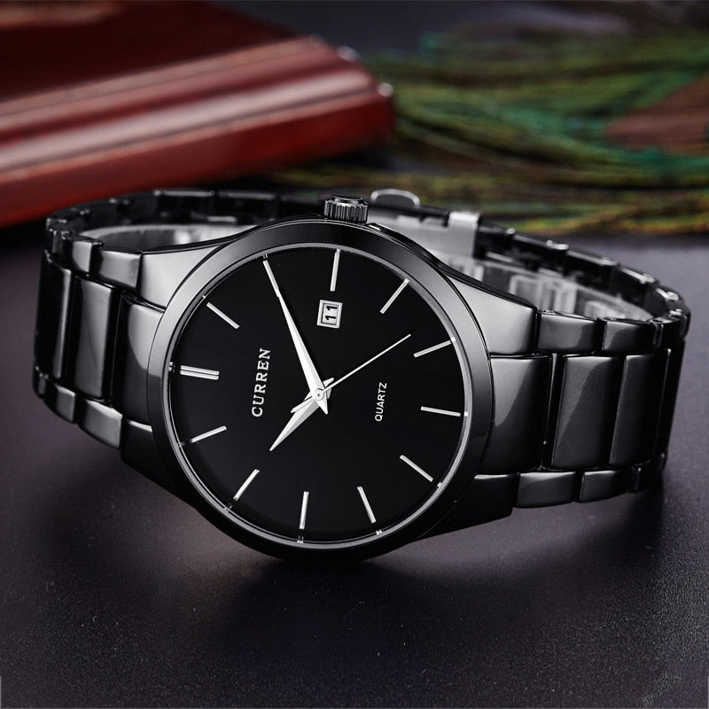 CURREN ⌚️💼  Reloj de lujo para hombre con correa de acero delgada y resistente al agua. 💼⌚️