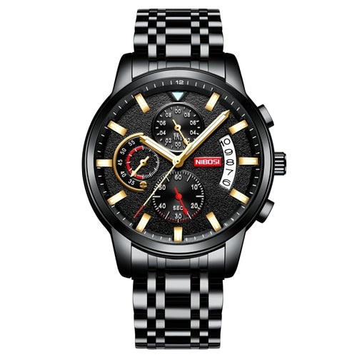 Nibosi-reloj Deportivo De Cuarzo Para Hombre Crongrafo Militar De Acero